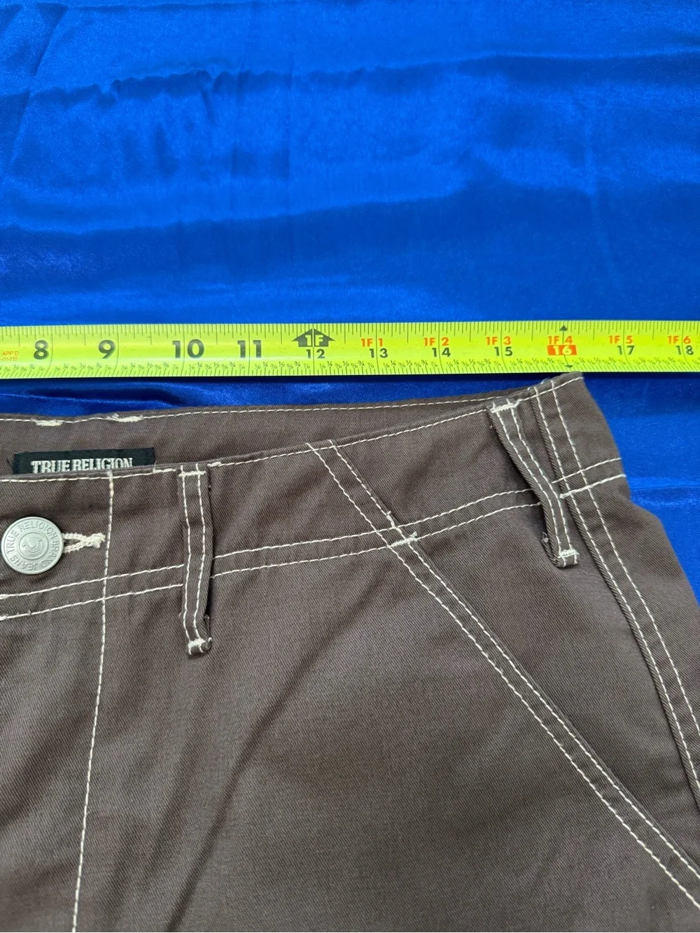 True Religion Brown / Bracken Utility Cargo Shorts with Contrast Stitching - 32